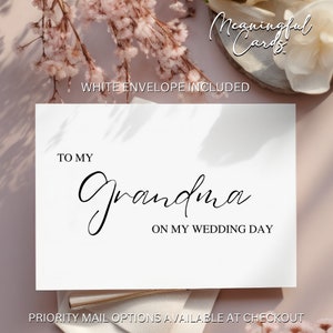 À ma grand-mère le jour de mon mariage - Carte minimaliste pour grand-mère le jour de mon mariage Carte pour grand-mère et grand-père