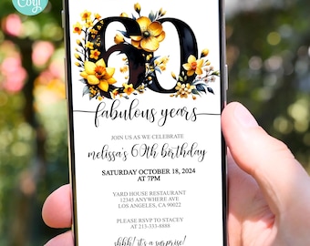 Editable 60th Birthday Invitation Template: Digital Party Invite (Instant Download)