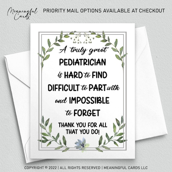 Pediatrician Thank You Card Gift for Pediatrician