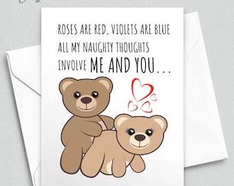 Naughty Thoughts Anniversary Gift For Her, Naughty Card For Women, Naughty Thoughts Involve Me and You Valentine&#39;s Day Card Girlfriend Wife