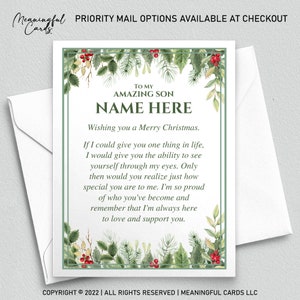 Carte de Noël personnalisée pour mon fils de maman / papa