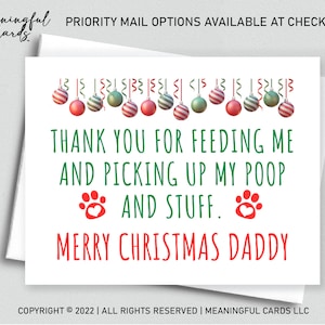 Dog Dad Christmas Card, Cat Dad Christmas Card, Pet Christmas Card, Fur Dad Card, Christmas Gift, Card from Dog, Card from Cat
