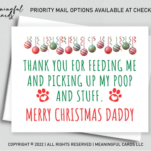 Dog Dad Christmas Card, Cat Dad Christmas Card, Pet Christmas Card, Fur Dad Card, Christmas Gift, Card from Dog, Card from Cat