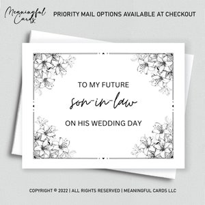 À mon futur gendre le jour de son mariage - Carte de la mère de la mariée, carte de mariage pour gendre
