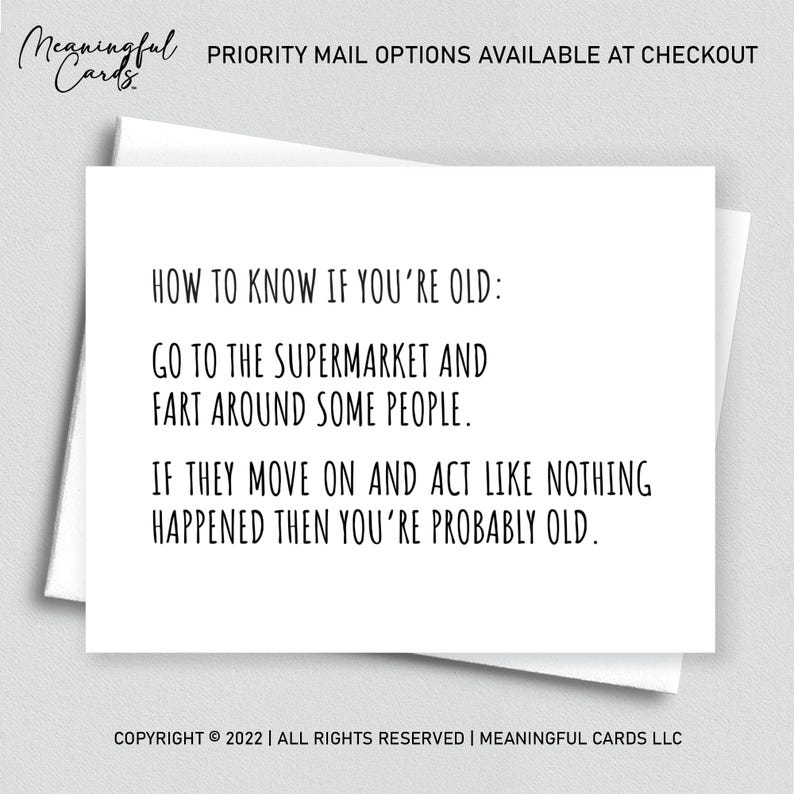 How to Know If You're Getting Old Fart in Public Sarcastic Birthday