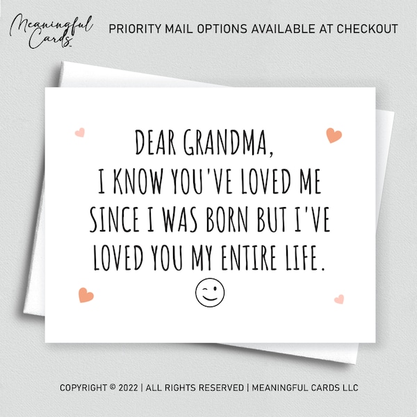 Funny Card For Grandmother, Grandmother Birthday Card, Funny Mothers Day Card, Funny Card For Grandma, Nana Card, Memaw Card