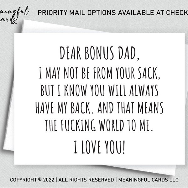 Funny Card For Stepdad, Not From Your Sack, Funny Bonus Dad Card, Funny Card From Stepson, Funny Card From Stepdaughter