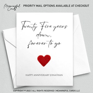 Carte du vingt-cinquième anniversaire, vingt-cinq ans plus tard, carte d'anniversaire personnalisée pour lui, carte d'anniversaire pour elle, 25e
