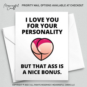 Cadeau d'anniversaire de cul coquin pour elle | Carte de Saint-Valentin sale pour petite amie | Carte d'anniversaire torride pour femme