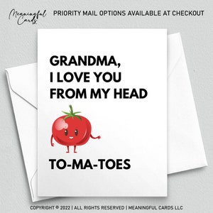 Jeu de mots tomate drôle pour grand-mère, carte d'anniversaire grand-mère, carte drôle de fête des mères, carte drôle pour grand-mère, carte mamie, carte memaw