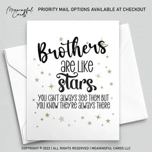 Carte Brother pour frère - Les frères sont comme des étoiles, vous ne pouvez pas toujours les voir mais vous savez qu'ils sont toujours là