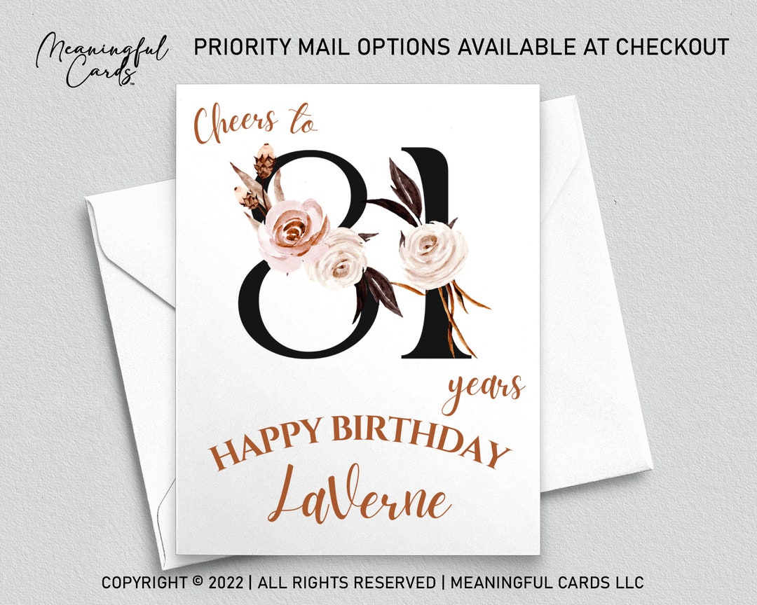 81st Birthday Card Personalized Birthday Card, Cheers to 81 Years ...