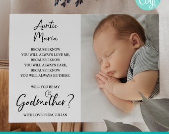 Editable Godmother Proposal Card with Photo (Digital Download)