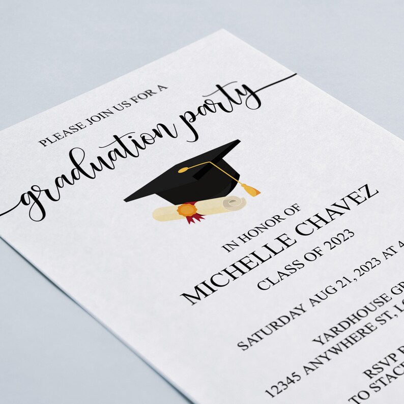 Minimalist Graduation Party Invitation Template, 5x7 (instant Download ...