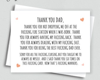 Tarjeta divertida para el Día del Padre con malas palabras - Tarjeta de cumpleaños para papá inapropiada