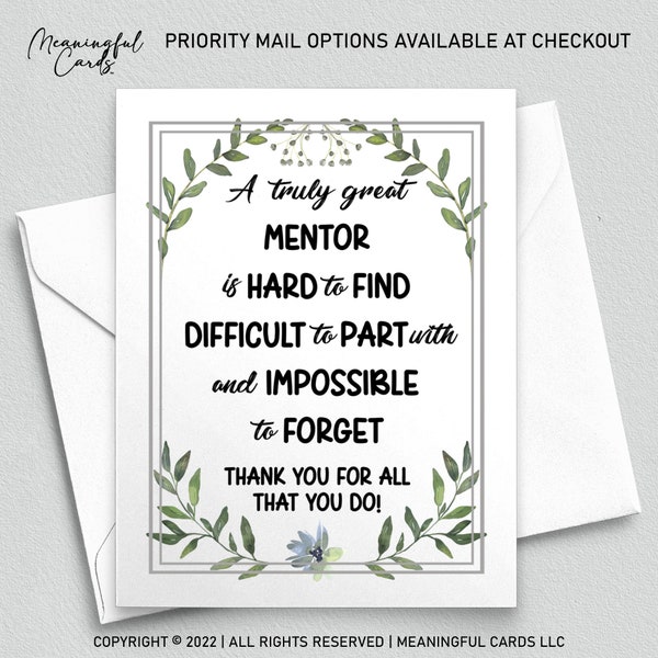 Mentor Thank You Card Gift for Mentor