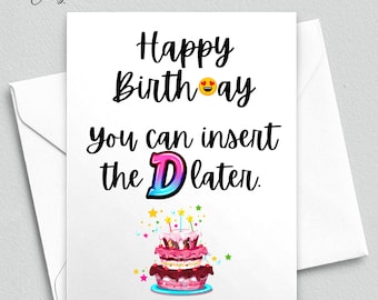 Naughty Birthday Card from Wife Girlfriend, You Can Insert the D Later Birthday Card for Husband Boyfriend, Dirty Birthday Card for Him