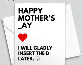 Tarjeta divertida del Día de la Madre, tarjeta inapropiada para esposa, novia y mamá bebé.