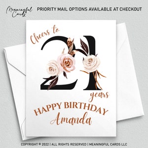 Carte d'anniversaire personnalisée pour 21 ans, carte d'anniversaire personnalisée à 21 ans, carte d'anniversaire bohème, carte d'anniversaire personnalisée