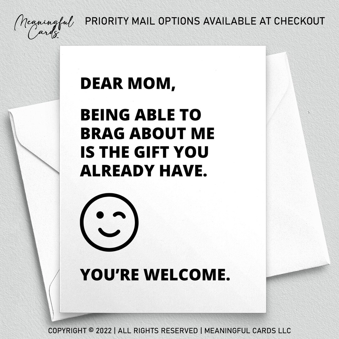 Bragging Rights Card Funny Mother's Day Card, Bragging Rights Gift - Etsy