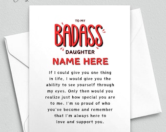Personalized Badass Daughter Birthday Card, Handmade