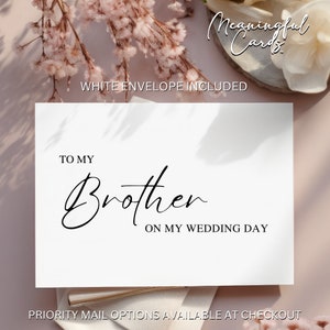 À mon frère le jour de mon mariage - Carte minimaliste pour frère Carte le jour de mon mariage pour frère