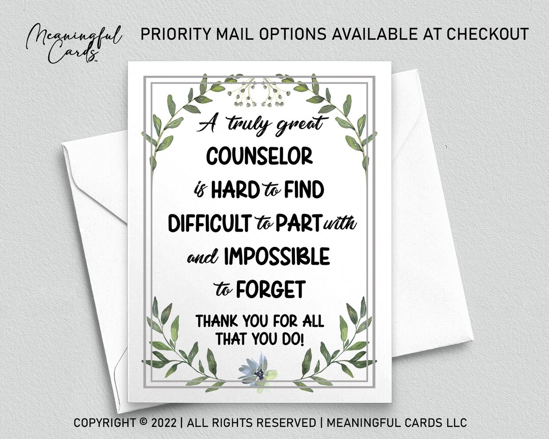 Counselor Thank You Card Gift for Counselor Gift Card for - Etsy