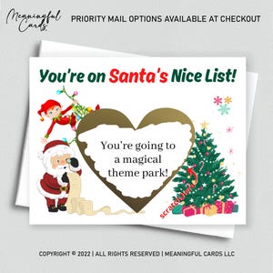 Carte de Noël à gratter belle liste du père Noël / Carte de Noël personnalisée à gratter et révéler / Carte de Noël personnalisée à gratter surprise