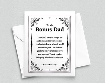 thumbnail image 2 of Stepdad Birthday Card, Bonus Dad From Kid Gift, Step Dad Birthday Greeting Card, Funny Stepdad Happy Birthday Folded Card 2 of 14
