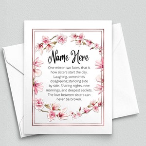 Carte d'anniversaire soeur Carte d'anniversaire attentionnée soeur Carte sentimentale soeur Carte d'anniversaire pour filles Cadeau attentionné Message significatif