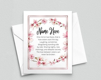 Sentimental Sister Birthday Card with Meaningful Poem