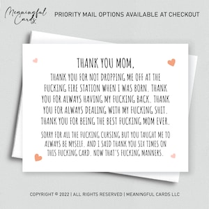 Funny Cursing Card for Mom | Snarky Mother's Day Cards | Sarcastic Cards for Mom | Inappropriate Mothers Day Card for Mom