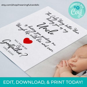 Editable Will You Be My Godfather With Photo Printable Download