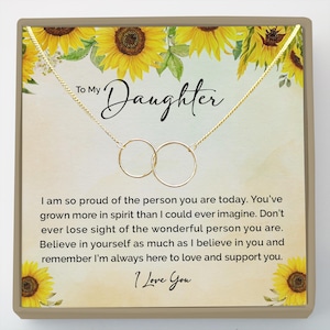 Gift for Daughter: Dainty Interlocking Circle Necklace, Sterling Silver Daughter Gift