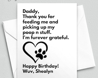 Personalized Dog Dad Birthday Card, Pet Father's Day Card