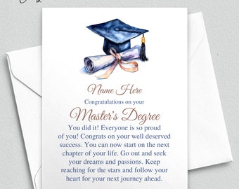 Personalized Master's Degree Graduation Card - MA MBA Gift