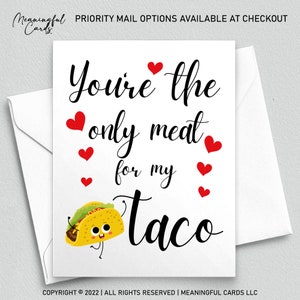 You're The Only Meat for My Taco Anniversary Gift For Him | Naughty Card For Men Anniversary Card Naughty Birthday Card Boyfriend Husband