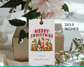 Personalized Merry Christmas Gift Tags (Printed and Shipped) Custom Holiday Tags