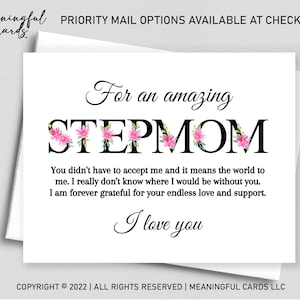 Stepmom Mother's Day Card, Birthday Card For Stepmom, Happy Birthday Card, Bonus Mom Card