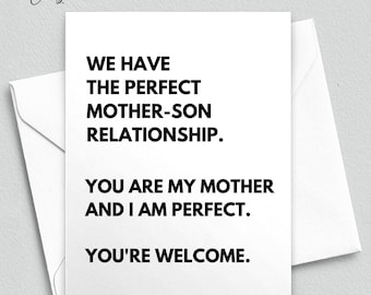 Funny Mother's Day Card from Son, Mother-Son Relationship Greeting Card