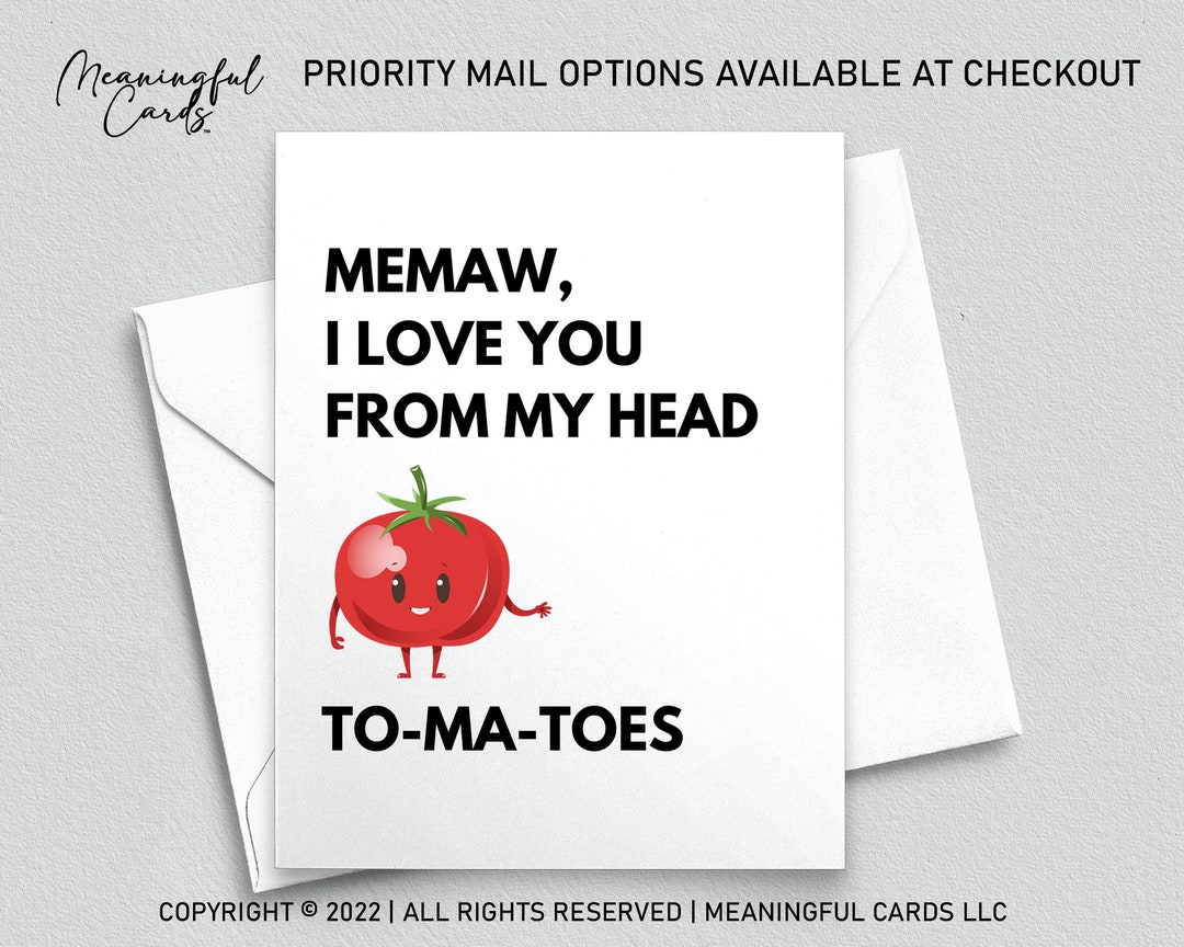 Funny Tomato Pun Card for Grandmother, Memaw Birthday, Mothers Day - Etsy