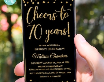 70th Birthday Invitation Editable 70th Invite Send Online, Editable 70 Years - Digital Invitation Instant Download, DIY
