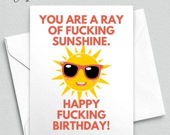 Snarky Ray of Sunshine Birthday Card, Funny Greeting Card