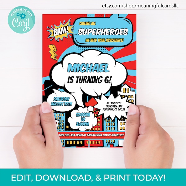 Super Hero Invite - Etsy