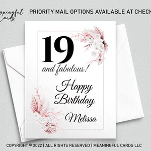 Carte d'anniversaire personnalisée 19 ans, fabuleuse carte d'anniversaire personnalisée, carte d'anniversaire bohème, carte d'anniversaire personnalisée