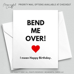 Bend Me Over Naughty Birthday Card For Him | Dirty Card For Boyfriend Birthday | Inappropriate Raunchy Card Boyfriend Husband