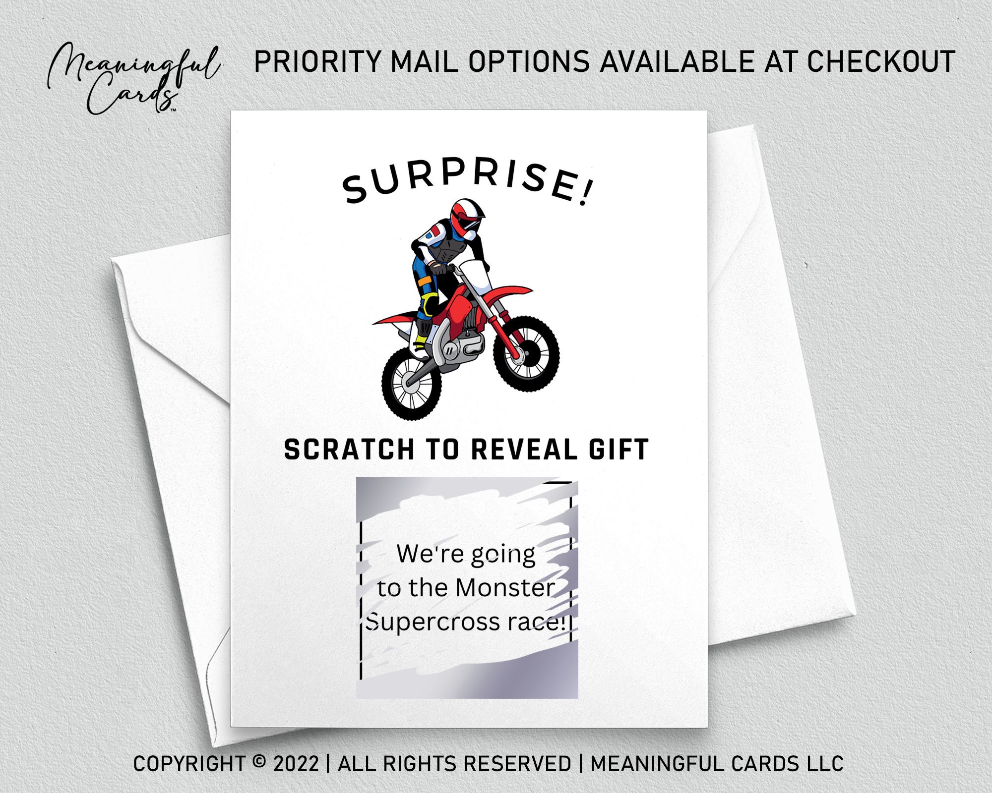 Motocross Scratch off Surprise Card, Dirt Bike Birthday Gift
