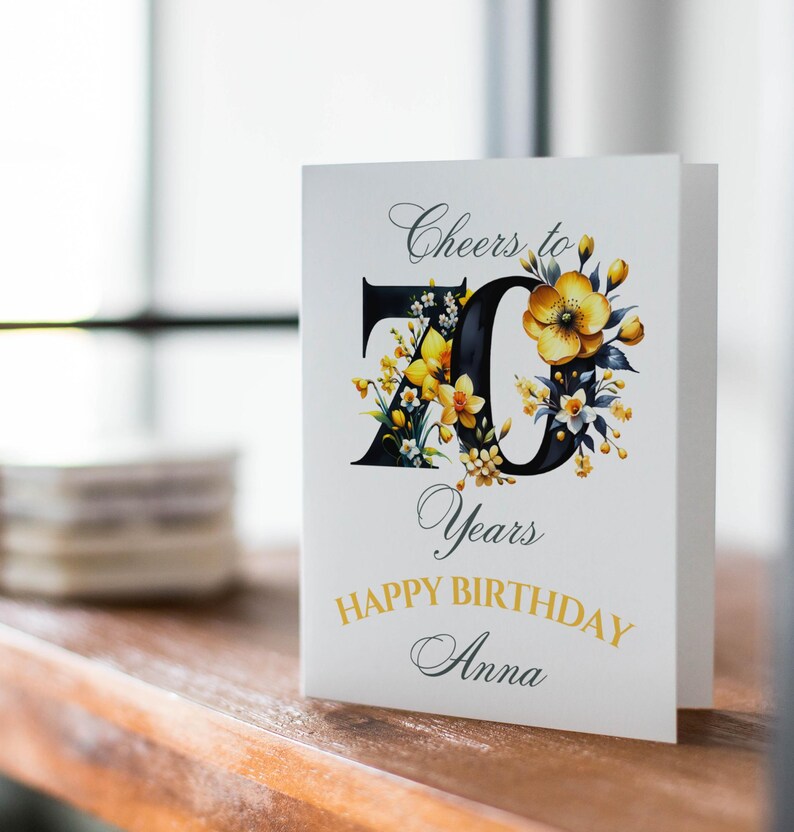 Personalized Floral 70th Birthday Card - Etsy