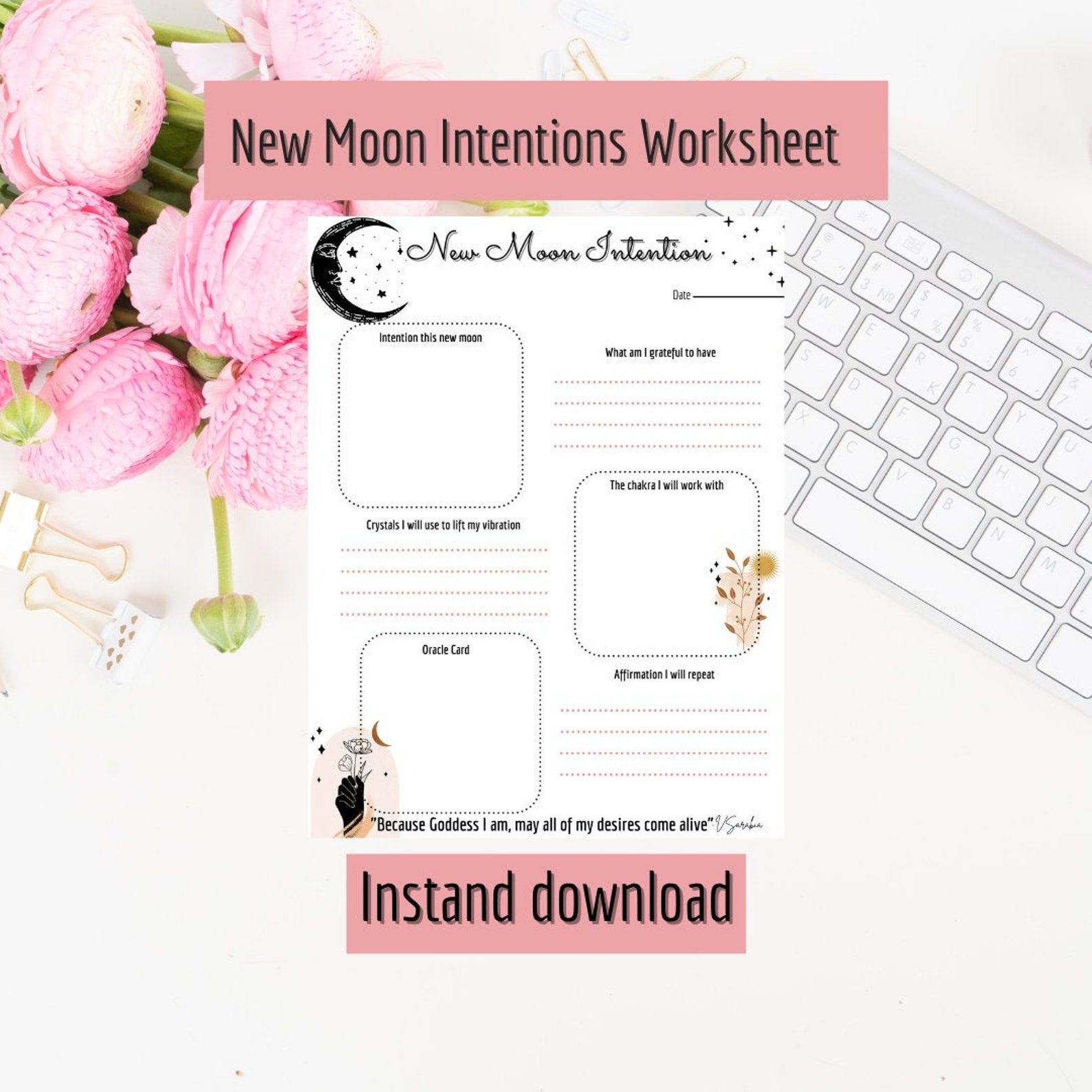 Printable New Moon Manifestation Journal New Moon Intention Setting