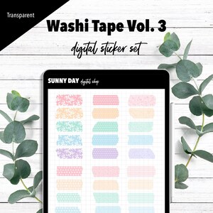 Washi Tape Digital Stickers Vol. 3, Goodnotes Stickers, PNG
